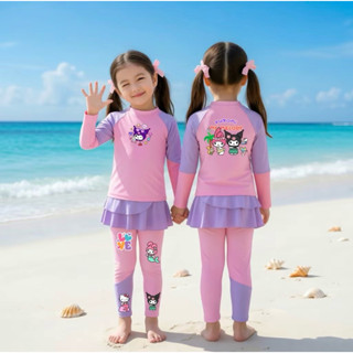 ชุดว่ายน้ำเด็กลายการ์ตูน งานดีผ้าโพลีอีสเตอร์ผสม แห้งไว กันย…