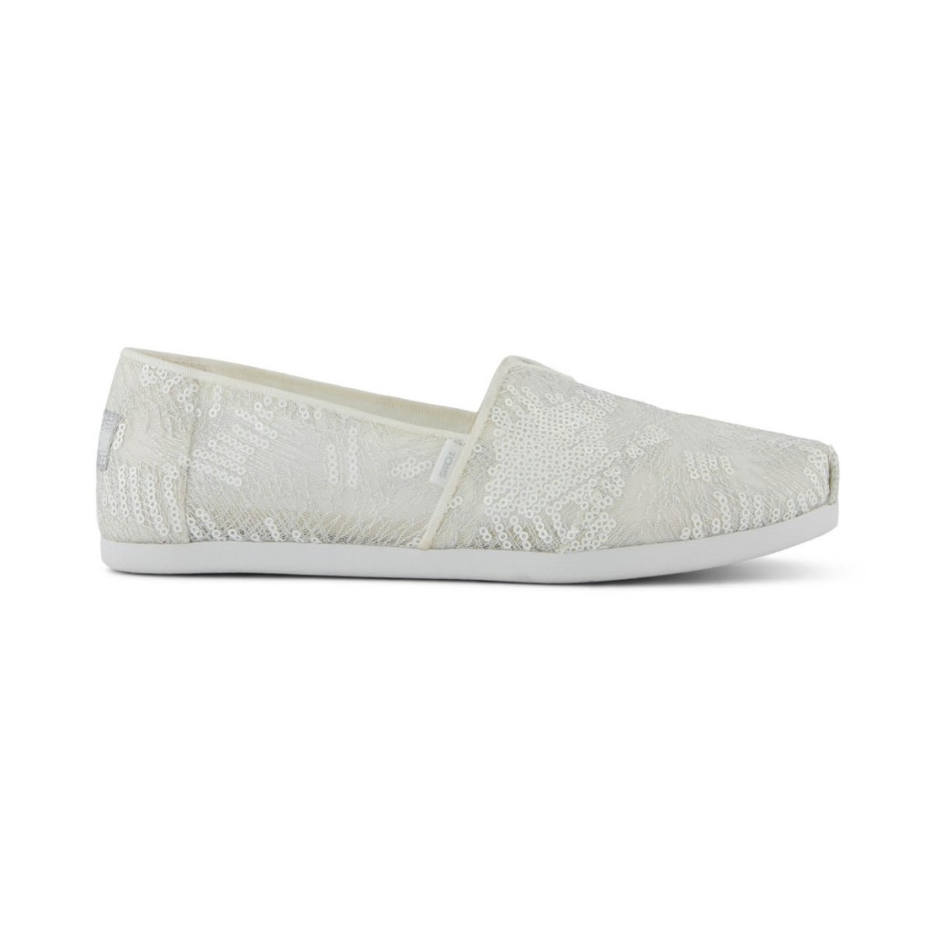TOMS รองเท้าลำลองผู้หญิง สลิปออน รุ่น Alpargata Blanco Sequin Mesh  (CE) รองเท้าลิขสิทธิ์แท้