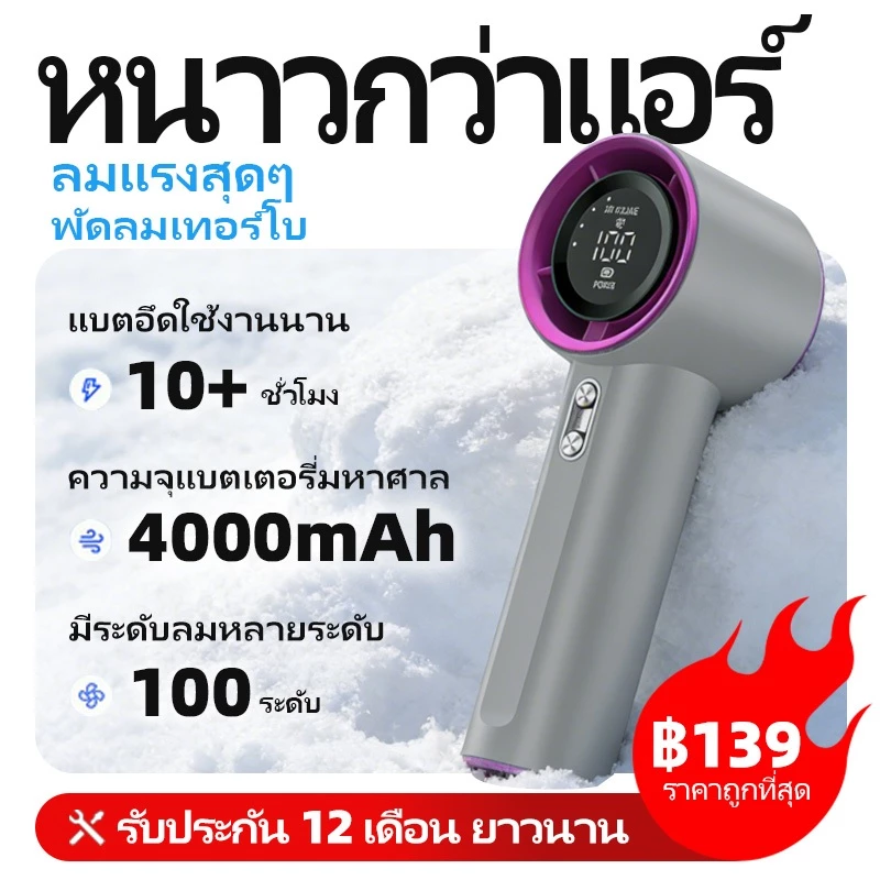 【Flash Sale】พัดลมมือถือ พัดลมพกพา 100 ระดับ ชาร์จใหม่ได้ ขนาดเล็ก พัดลม จอแสดงผล LED แบตฯใหญ่ 4000mAh พัดลมพกพากลางแจ้ง