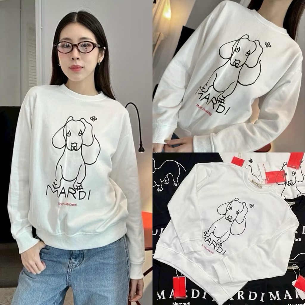 Mardiเสื้อแขนยาวสเวตเตอร์ สกรีนลายน่ารักมากกก ชนช็อปเกาหลีเลยค่ะ ทรงสวย เนื้อผ้ากำลังดี ไม่หนา ไม่บางไป นุ่มใส่สบายมาก