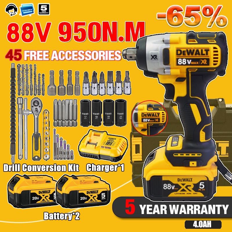 【รับประกัน 5 ปี】Original DCF887 บล็อกไร้สาย 88V 39PCS ประแจไฟฟ้า 950N.M แรงบิดสูง ประแจไฟฟ้าไร้สาย ประแจไฟฟ้าไร้แปรงถ่าน