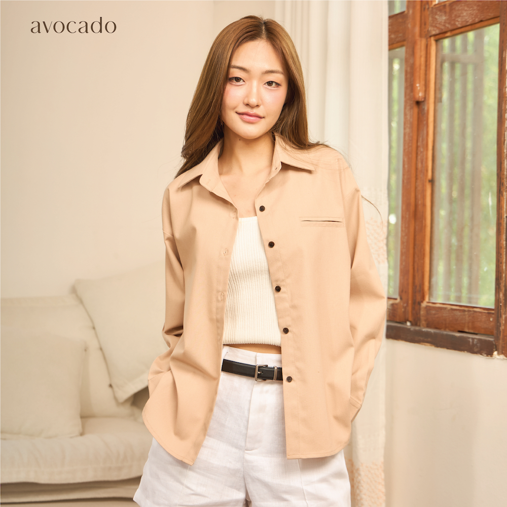 avocado - Kilny Oversize Shirt เสื้อเชิ้ตแขนยาวลินินผสม ใส่สบาย เนื้อผ้าเบาๆ