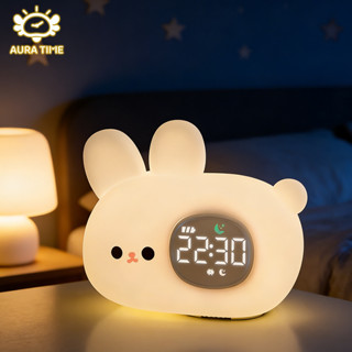 รุ่นพิเศษ】นาฬิกาปลุกแมวน่ารัก ไฟกลางคืนซิลิโคนอ่อนนุ่ม ปรับค…