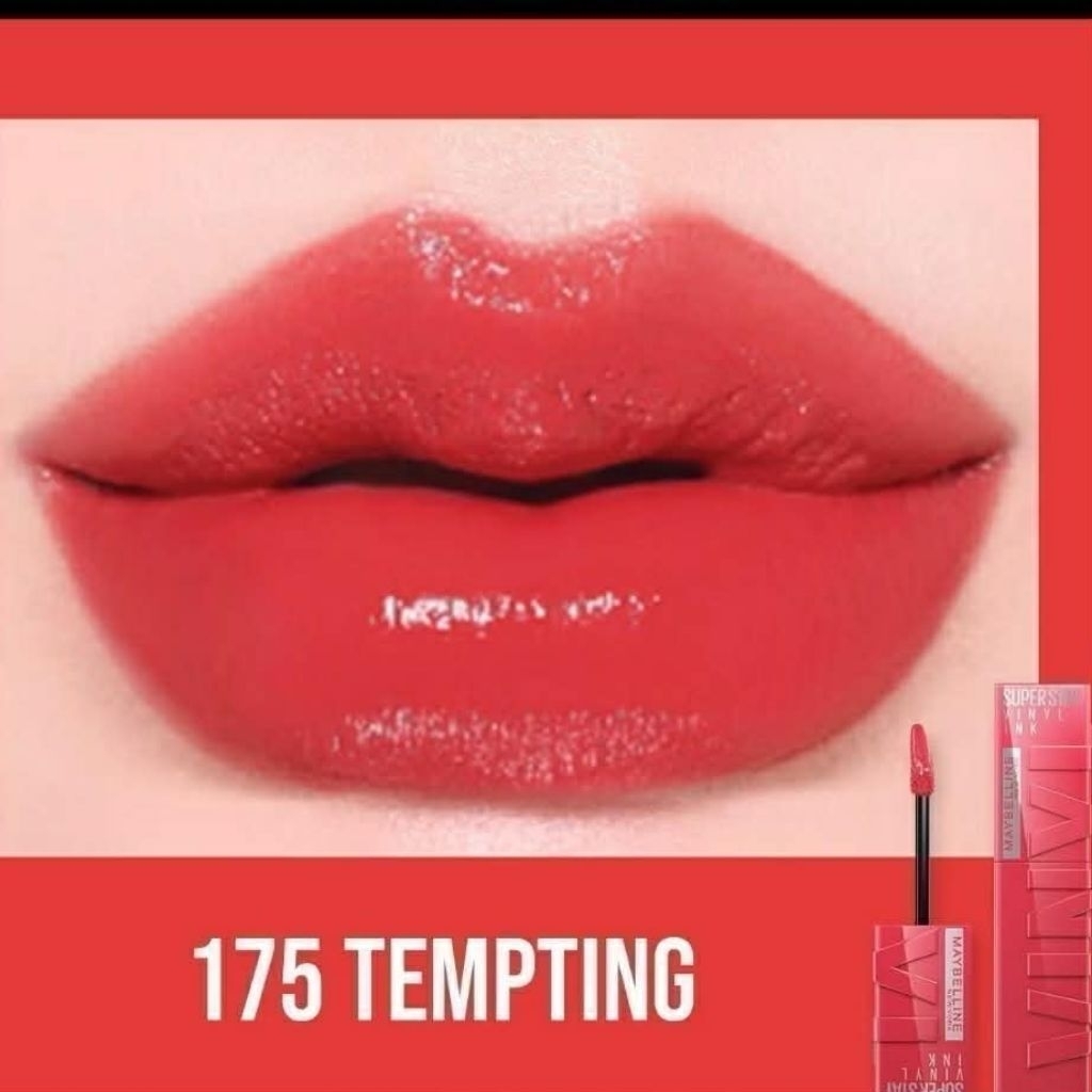 (ผลิต 09/2023) MAYBELLINE SUPER STAY VINYL INK LIPSTICK เบอร์ 175 TEMPTING เมย์เบลลีน ซุปเปอร์สเตย์ 