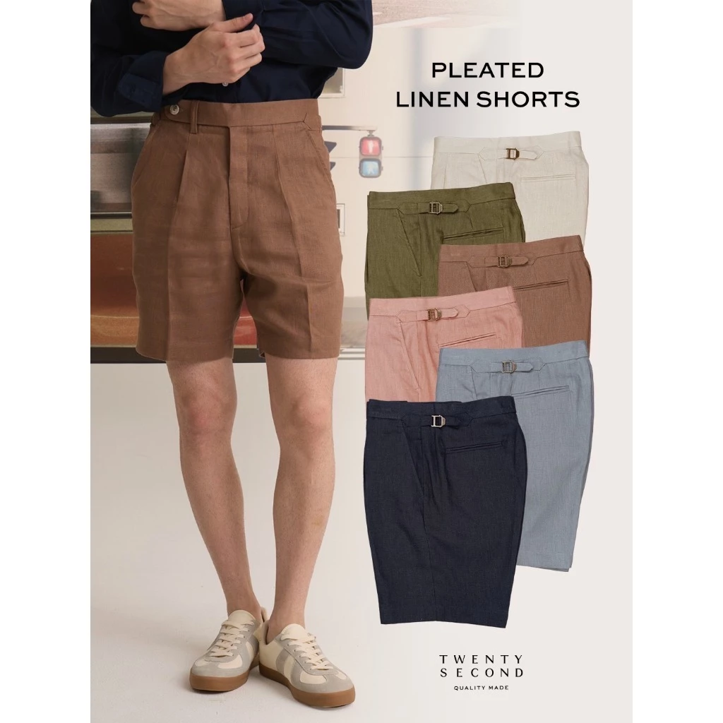 TWENTYSECOND กางเกงขาสั้นผ้า Linen รุ่น Pleated Linen Shorts