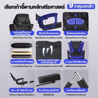 เก้าอี้เกมมิ่ง เก้าอี้สำนักงาน เก้าอี้คอม พนักพิงหลังสูง รูปตัว S รับสรีระ Office Chair เก้าอี้เกมที่สะดวกสบาย