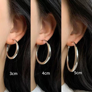 ต่างหูห่วงวงกลม S925 เงินแท้ Cold Style หรูเรียบสไตล์ Unisex เกาหลี