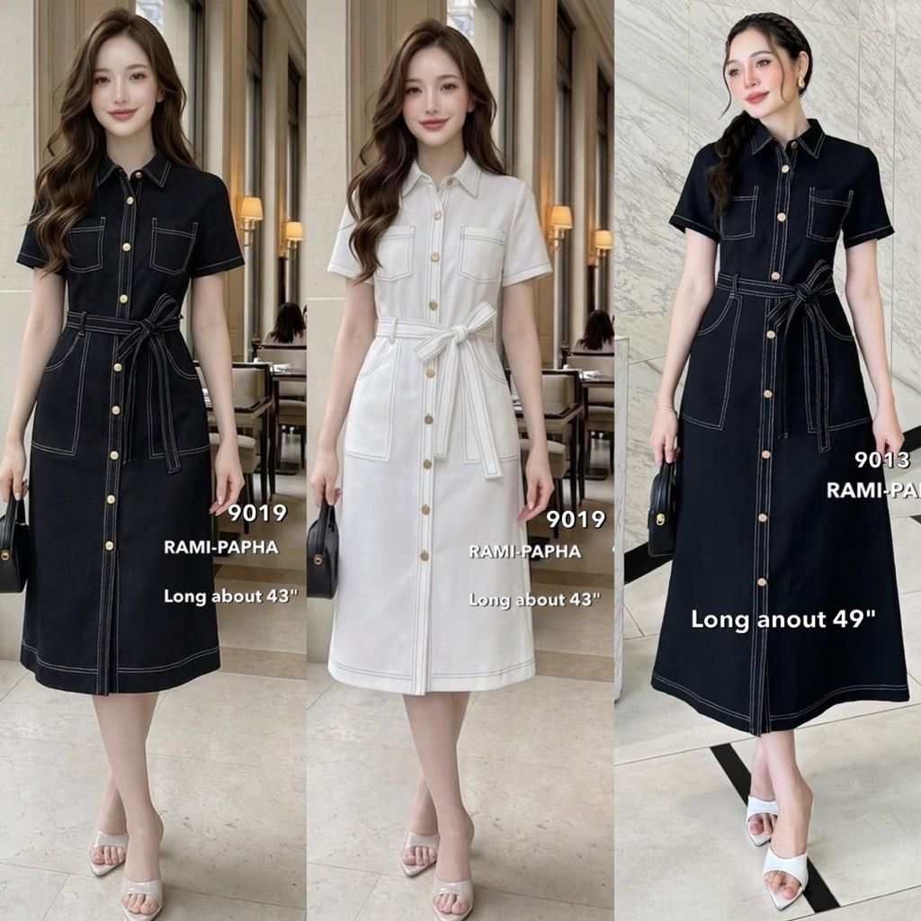 พร้อมส่ง เติม S-2XL⚡️.5ขยับไซ้❗️เดรสสีดำ เดรสสีขาว ดีเทลสุดเก๋ สวยหรูโดดเด่น ใส่ทำบุญ ใส่ออกงานได้หมด 9019 9013