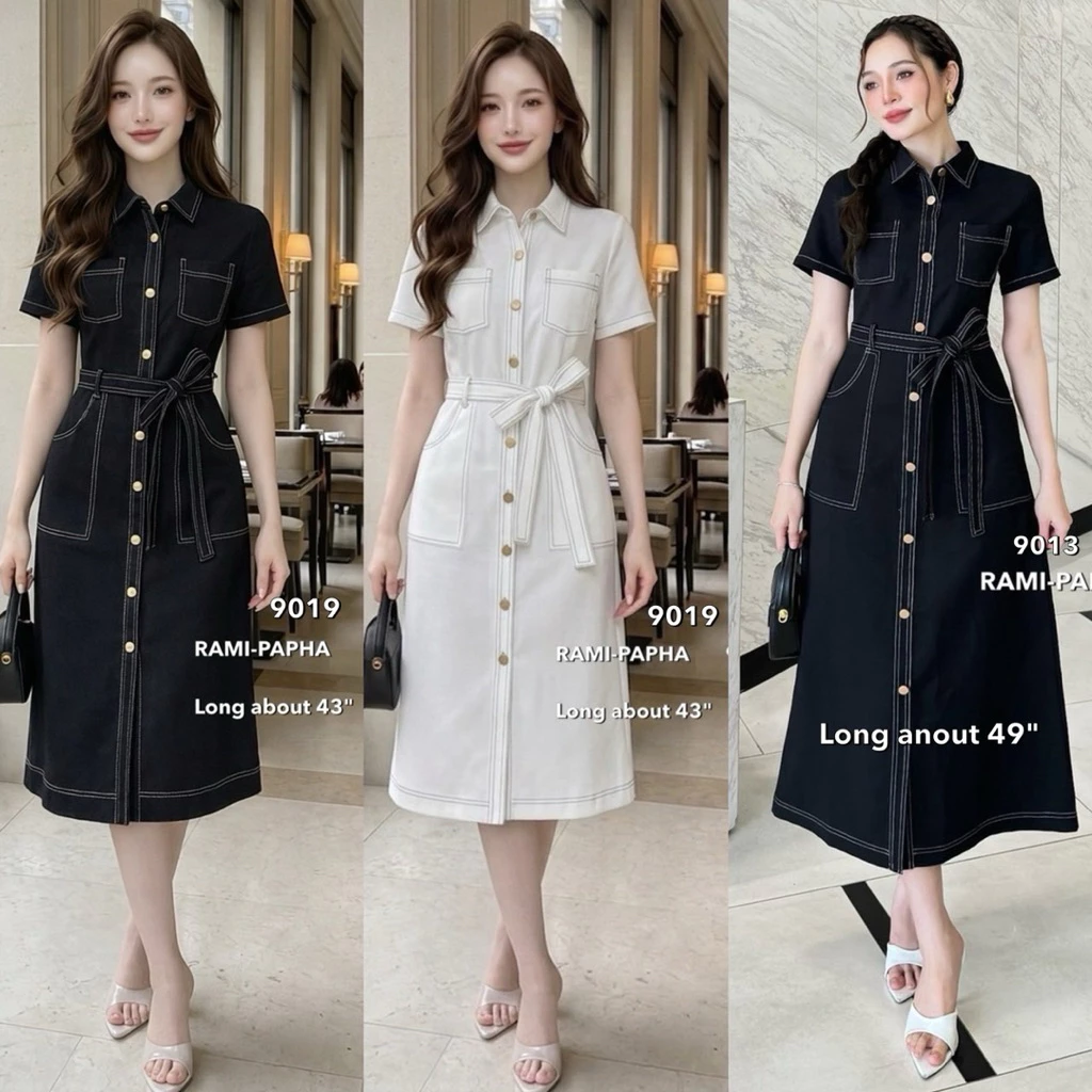 พร้อมส่ง เติม S-2XL⚡️.5ขยับไซ้❗️เดรสสีดำ เดรสสีขาว ดีเทลสุดเก๋ สวยหรูโดดเด่น ใส่ทำบุญ ใส่ออกงานได้หมด 9019 9013