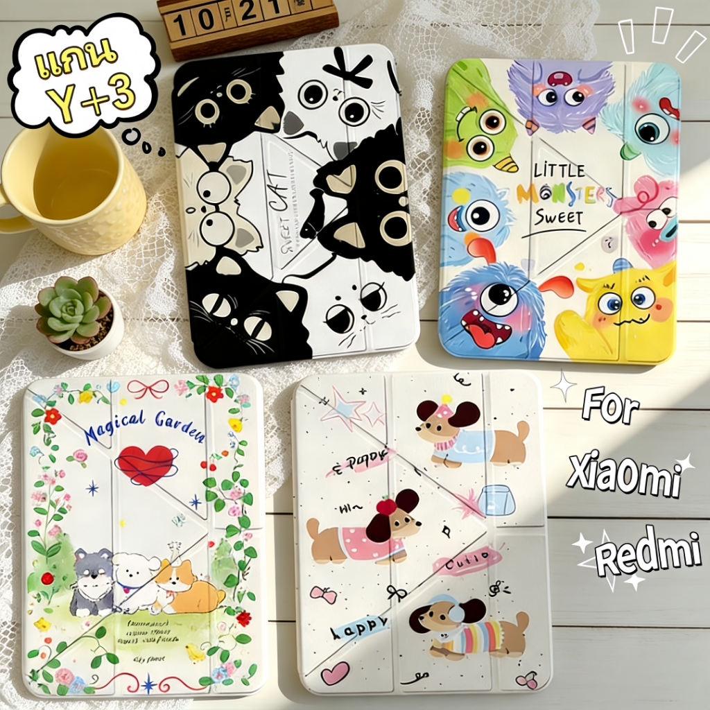 เคส Redmi Pad2 SE11 8.7 Xiaomi Pad 6/6Pro 7/7Pro 8/8Pro หลังใส ขอบใส พับ Y-Shape มีช่องใส่ปากกา กันกระแทก เคสแท็บเล็ต