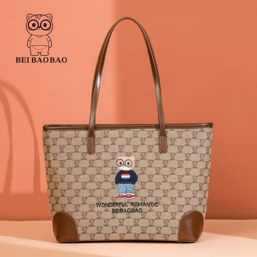 พร้อมส่งในไทย BEI BAO BAO เป้ยเป่าเปา กระเป๋าแบรนด์แท้น้องหมี ทรงtote ทรงช้อปปิ้ง (BB06)