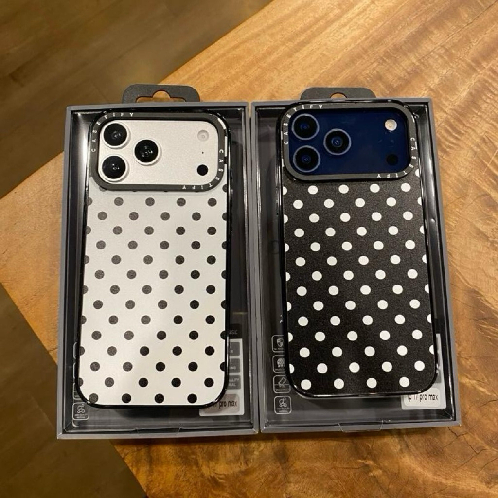 เคสอะครีลิคใสสกรีนลายจุด  ขอบหนากันกระแทก ขอบผสมกลิตเตอร์ งานทึบ