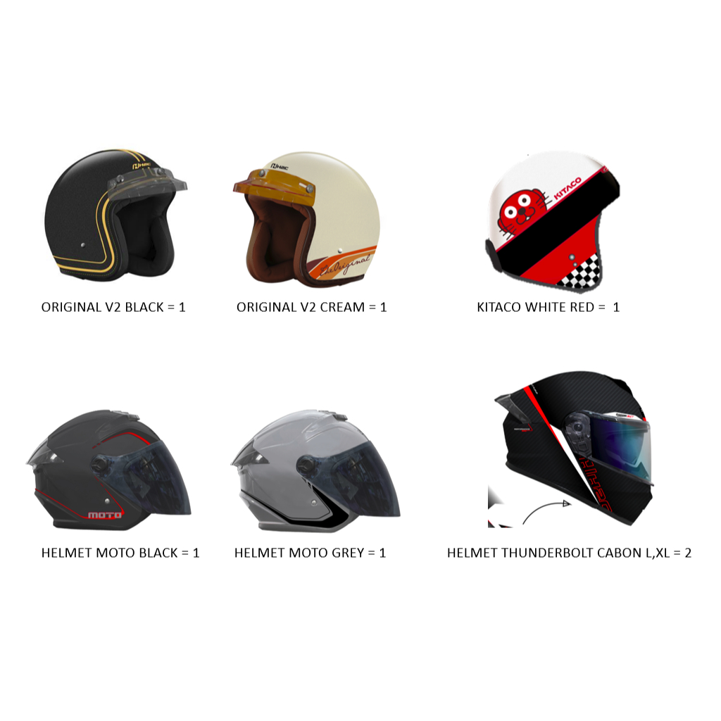 หมวกกันน็อค H2C Full Face และ Open Face ปี 2026 KITACO ORIGINAL HELMET MOTO ขนาด60ซม  (size 60 cm )