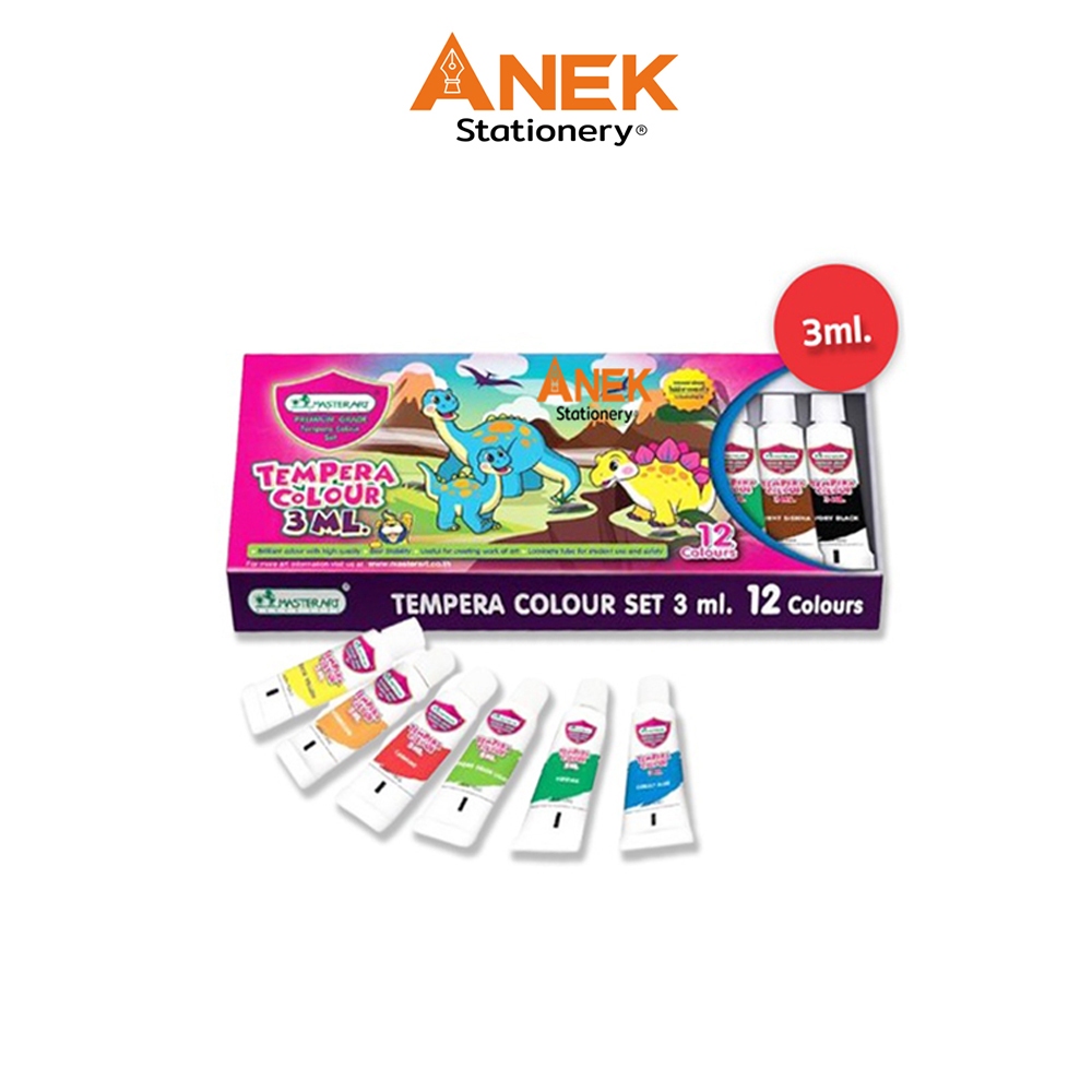 สีน้ำเทมพาร่า 3 มล. (กล่อง12สี) มาสเตอร์อาร์ต Tempera (จำนวน 1 กล่อง)