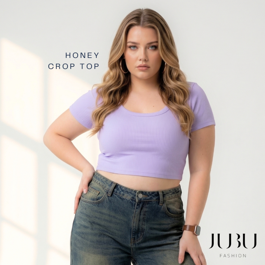 ๋JUBUFASHION (ไม่มีฟองน้ำ)เสื้อครอปแขนสั้น เสื้อยืดสาวอวบ ผ้าร่อง หน้าอก 35-48 นิ้ว ส่งด่วน#491