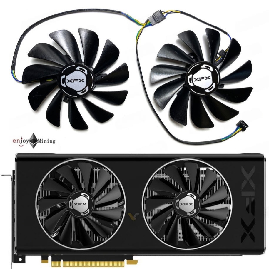พัดลมการ์ดจอ XFX RX 5500XT 5600XT Black Wolf Edition RX 5700 5700XT Overseas Edition Graphics Card F