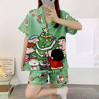 🔥มาใหม่พร้อมส่ง🔥 ชุดนอนผ้าไหมอิตาลี่ แขนสั้น-ขาสั้น มีหลายลายให้เลือก ผ้าดี ฟรีไซส์ SS-1