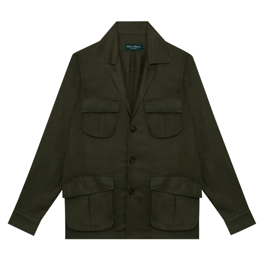 [ส่วนลด25% ELHAEA66] MadetoMature Linen Jungle Jacket Overshirt Black เสื้อจังเกิลแจ็กเก็ต สีดำ