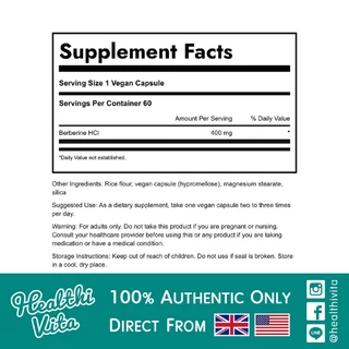Swanson Premium - Berberine 400mg/60 Caps ❌ EXP 01/27