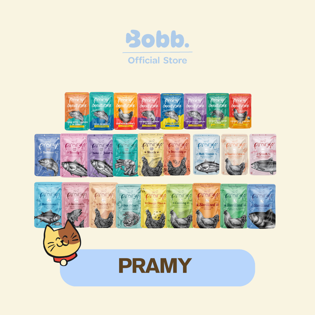 อาหารเปียกแมว Pramy 70 กรัม อาหารแมวแบบซอง