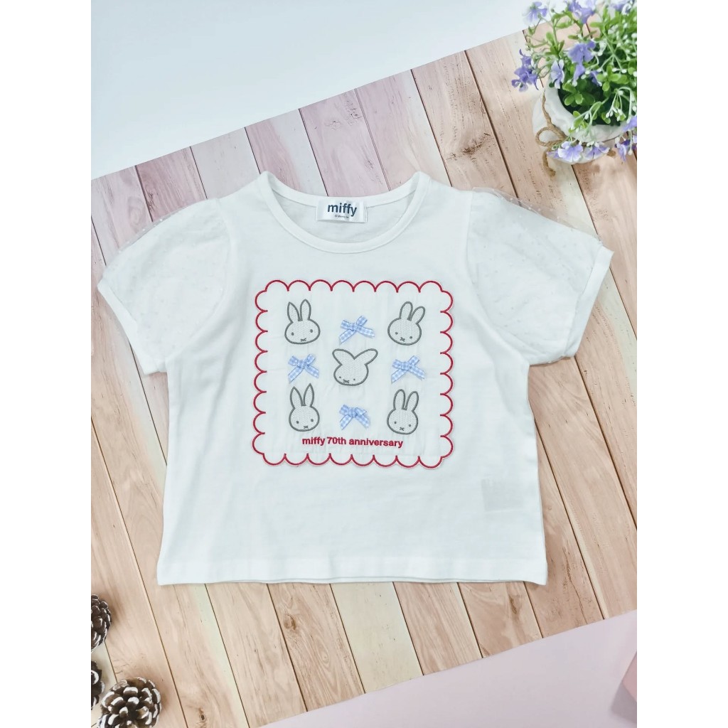 Miffy เสื้อยืด สีขาว งานปัก แขนเสื้อมีผ้าโปร่ง 🩷🩷