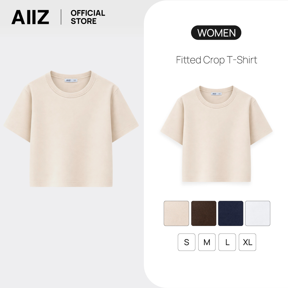 AIIZ (เอ ทู แซด) - AIIZ เสื้อยืดผู้หญิงตัวสั้นทรงเข้ารูปสีพื้น AIIZ Women's Fitted Crop T-Shirt