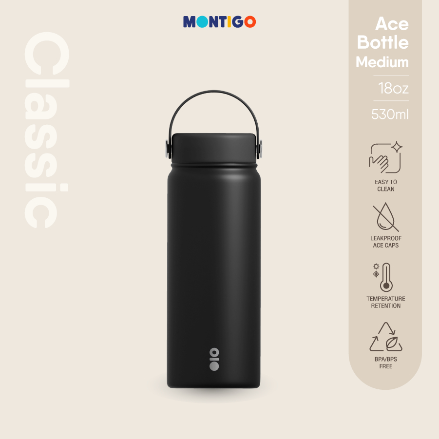 MONTIGO Ace bottle Black 18OZ / 530ml (กระบอกน้ำเก็บความร้อน-เย็น)