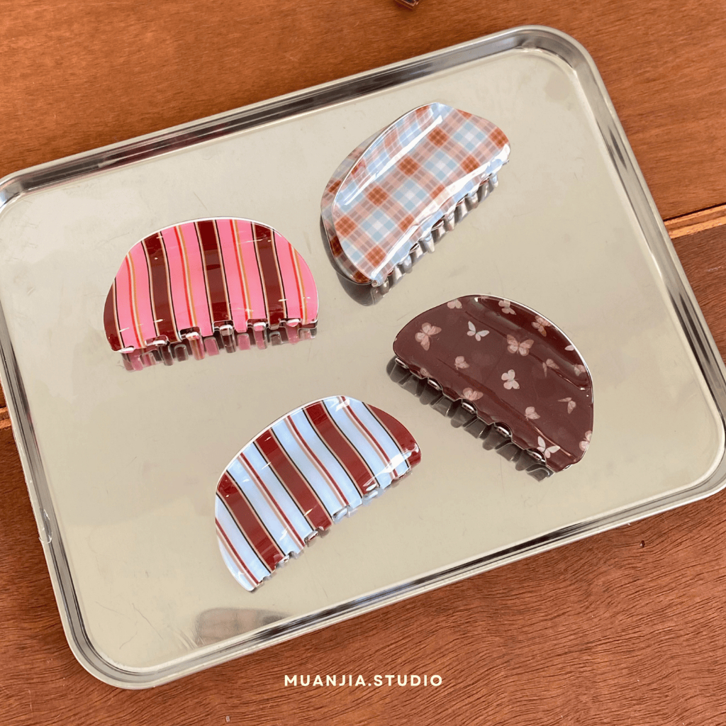 butter picnic hairclaw | กิ๊บหนีบผม ลายทาง ลายผีเสื้อ |muanjia.studio