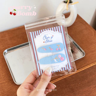 cherry bomb scrunchies | ยางมัดผม ยางรัดผม ลายเชอร์รี่ ยีนส์ |muanjia.studio