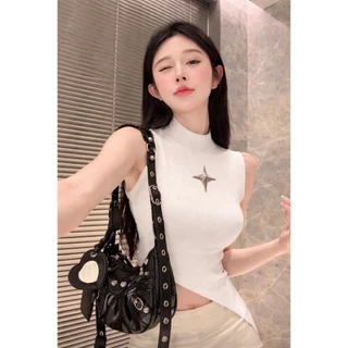 MQzz4289 *พร้อมส่ง* เสื้อกั๊กแขนกุด ดีไซน์รูปดาวกระจาย สวยเซ็กซี่ไม่ไหว FreeSize
