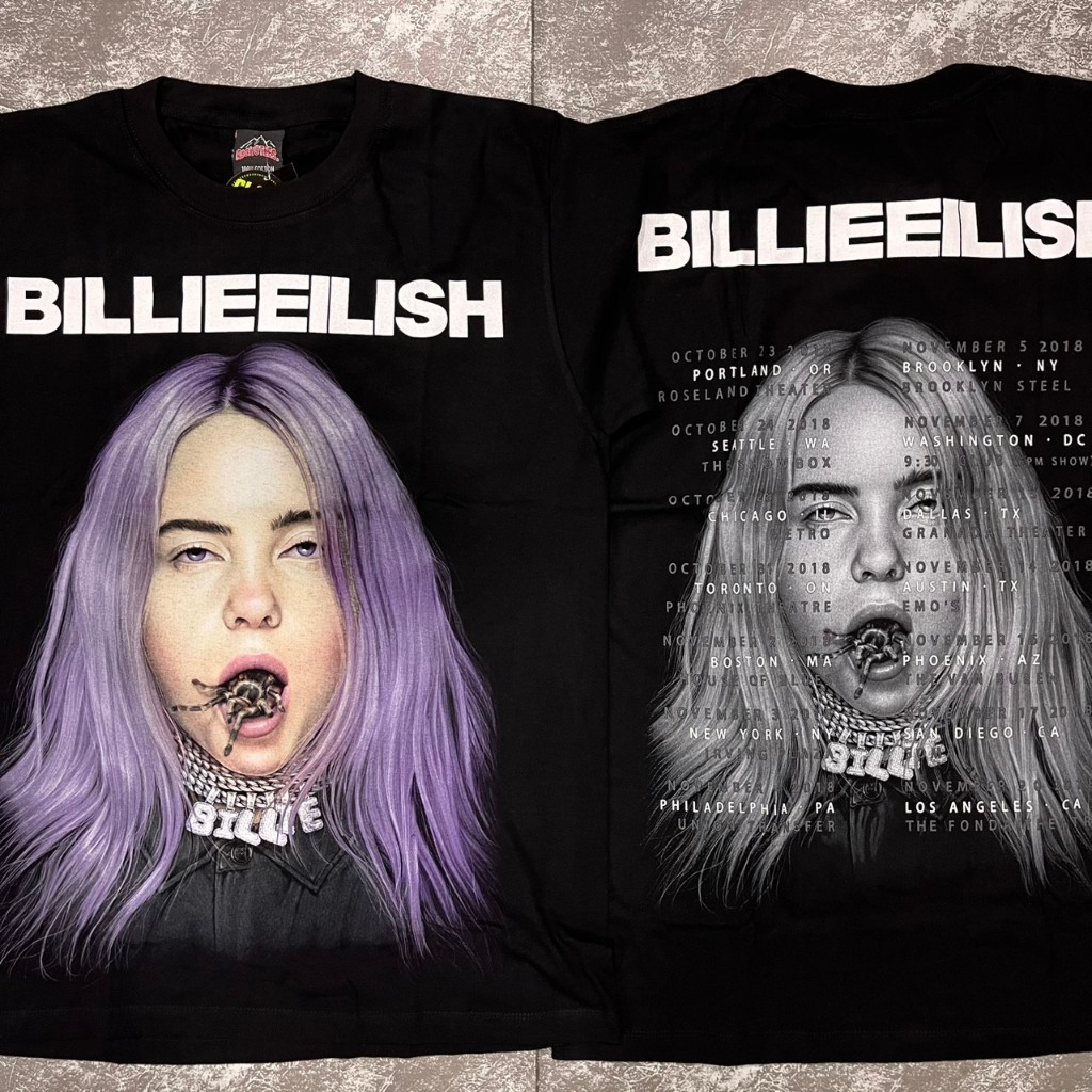 เสื้อยืด Billie Eilish แมงมุม(ป้ายRocktee เรืองแสง) ผ้าCotton100