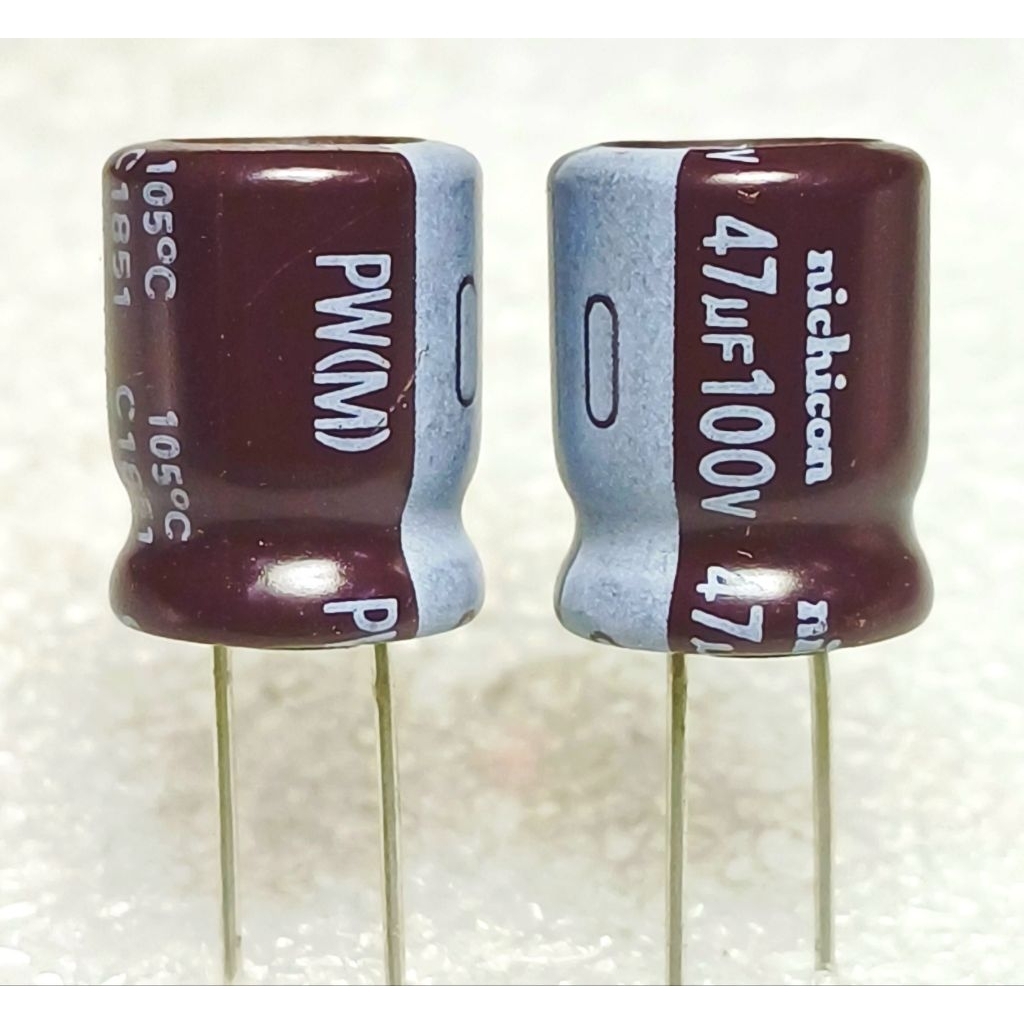 Nichicon PW 105° 47uf 100v capacitor ตัวเก็บประจุ คาปาซิเตอร์