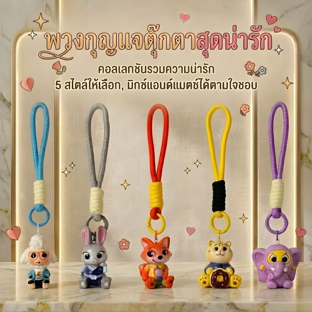 พวงกุญแจตุ๊กตา Zootopia สุดน่ารัก เซต 5 สไตล์ (จูดี้, นิก) งานละเอียด พร้อมสายคล้องมือ พร้อมสายคล้องมือสีสดใส