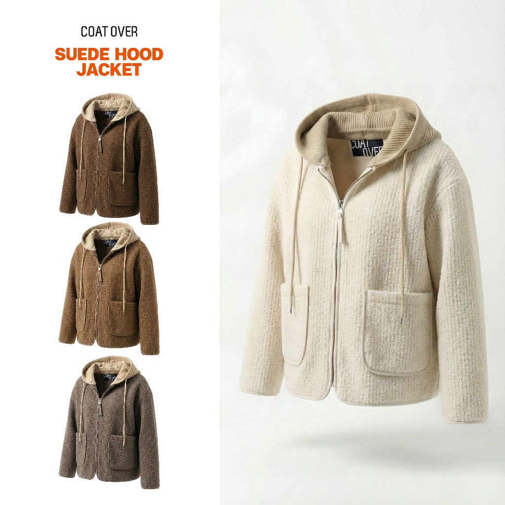CO1187 Suede hood Jacket  เสื้อกันหนาวผ้า Suede ด้านใน
