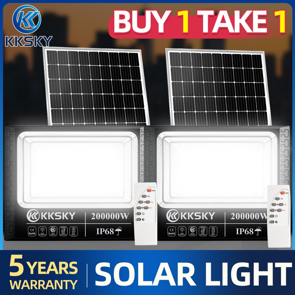 KKSKY ไฟโซล่าเซลล์ ไฟ 200000W 80000W LEDไฟสวนโซล่าเซลล์ สปอร์ตไลท์ ไฟถนน ไฟกลางแจ้ง กันน้ำ ทนทาน สว่าง Solar Lights IP68 รูปที่ 8