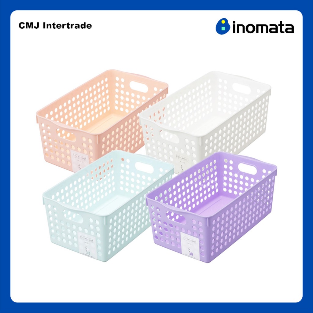 INOMATA ตะกร้าอเนกประสงค์ ตะกร้าใส่ของ ตะกร้าเก็บของ สีขาว ฟ้า ส้ม ม่วง ของแท้นำเข้าจากญี่ปุ่น