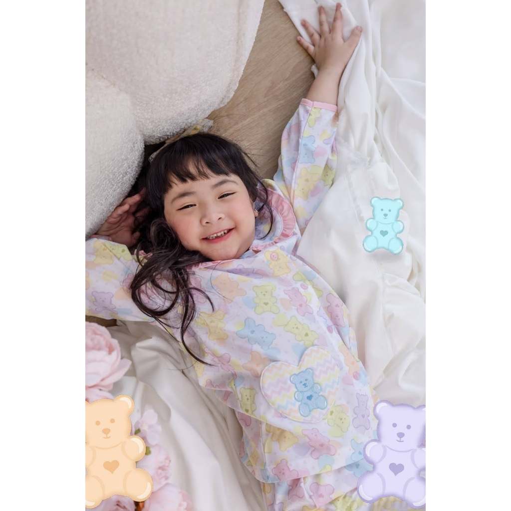 gummy pajamas set in pastel colors