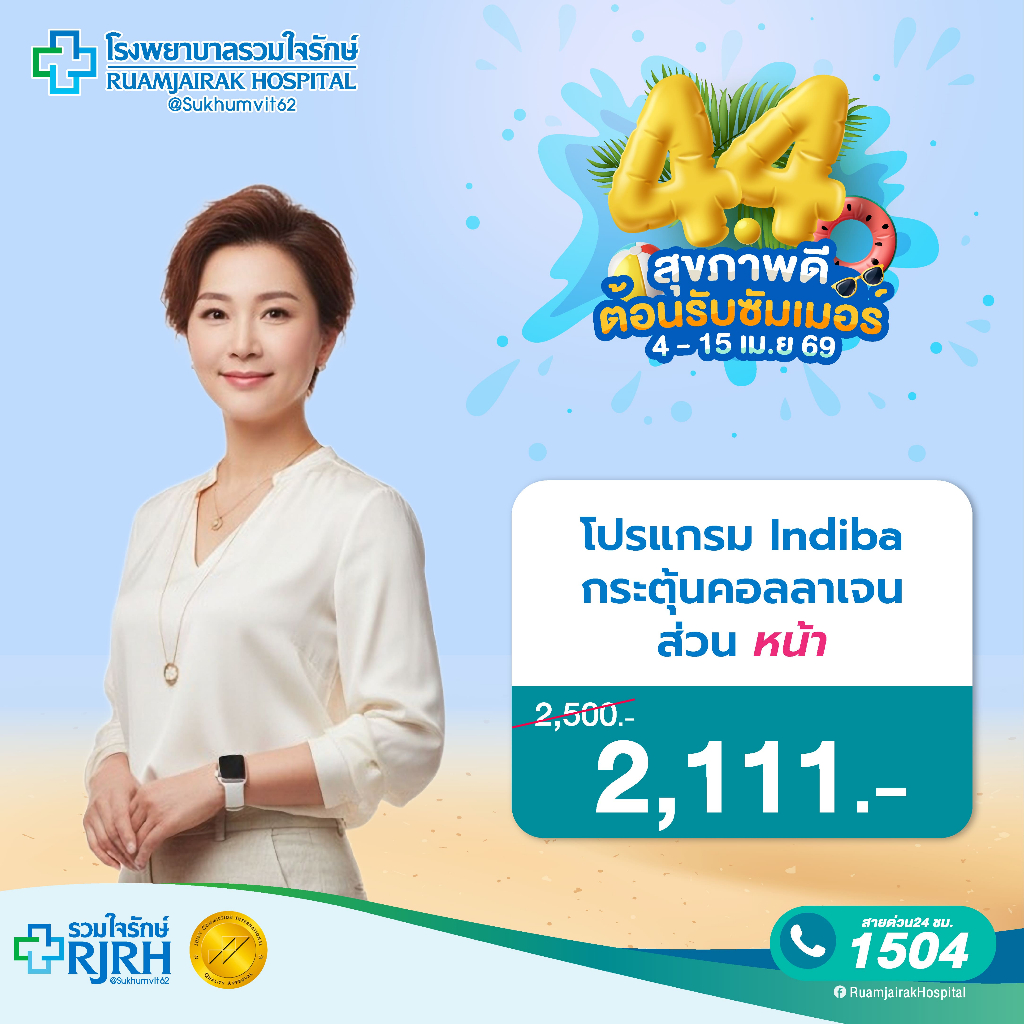 [E-Voucher]โปรแกรม Indiba กระตุ้นคอลลาเจนส่วน หน้า 1 ครั้ง