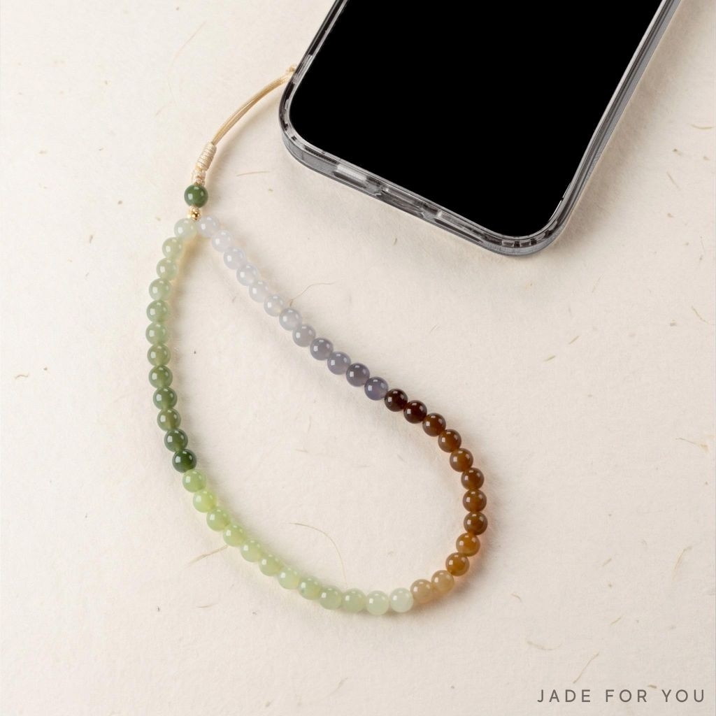 สายคล้องมือถือหยกคละสี Nephrite - JADE FOR YOU