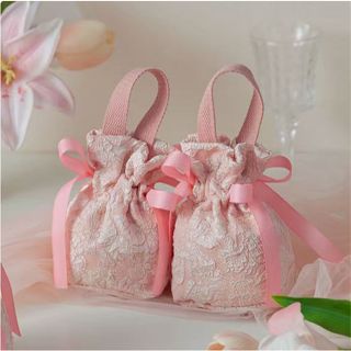 🎁Bg🎁ถุงผ้าหูรูด ลายดอกไม้ปักนูน ใส่เครื่องสำอาง ใส่ของชำร่วย