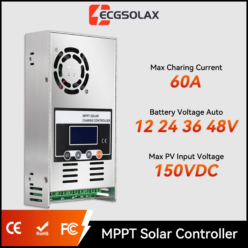 【จัดส่งในพื้นที่】ECGSOLAX 60A MPPT คอนโทรลเลอร์ชาร์จพลังงานแสงอาทิตย์ 12V 24V 36V 48V อินพุต 150V สนับสนุนแบตเตอรี่ลิเธี