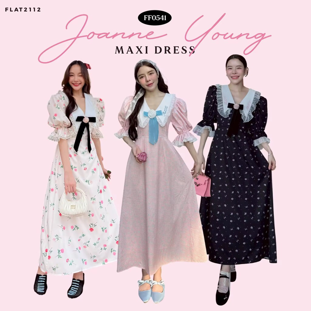 New in pack S M FLAT2112 : JOANNE YOUNG MAXI DRESS  (FF0541)