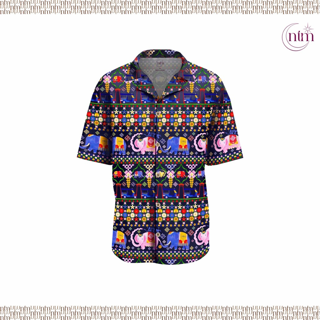 [พรีออเดอร์] เสื้อฮาวายลายช้างกรุงเทพล็อคลาย ช้างกรุงเทพ เสื้อฮาวาย