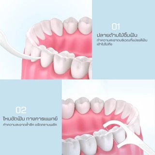 ไหมขัดฟัน ไหมขัดฟันชนิดด้ามพลาสติก 50ชิ้น/กล่อง ขัดฟัน ไม้จิ้มฟัน ใช้ขัดฟัน เขี่ยเศษอาหารตามซอกฟัน อุปกรณ์ทำความสะอาดช่อ