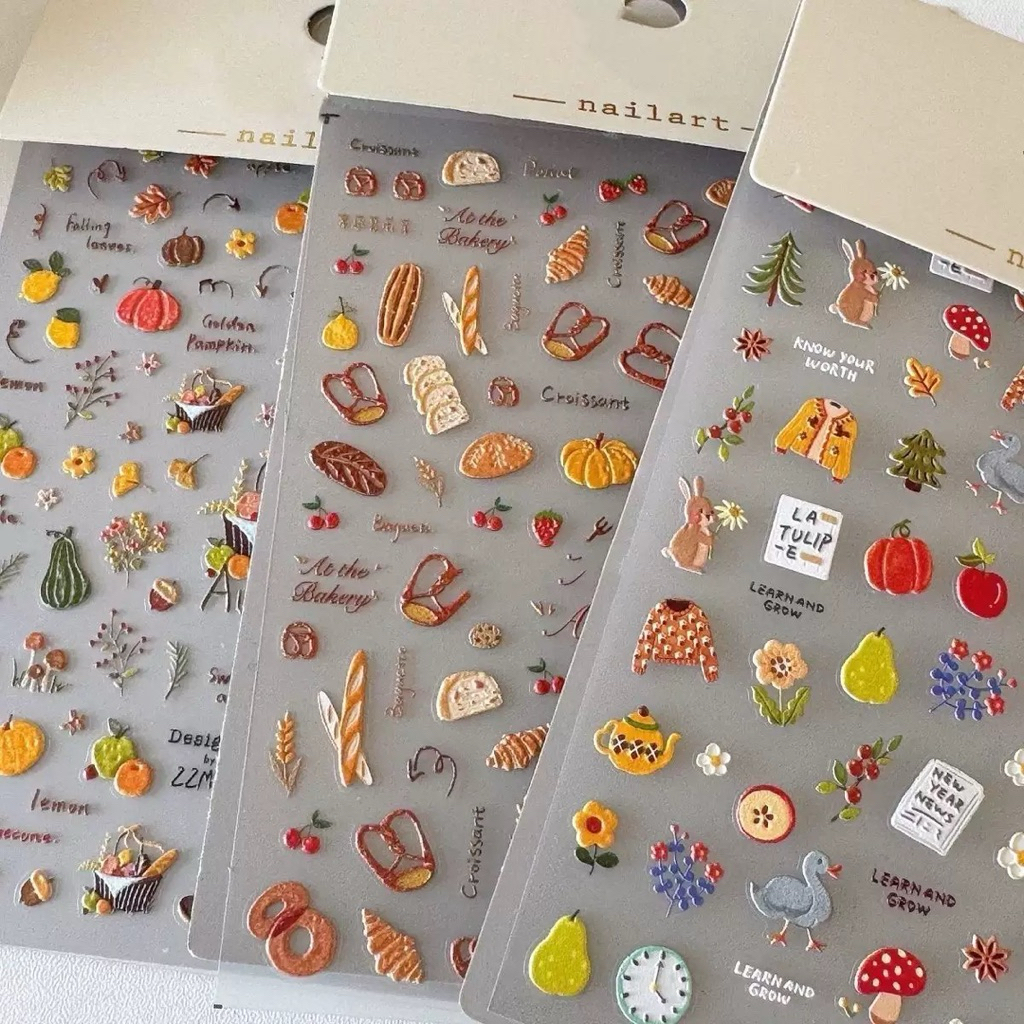 สติ๊กเกอร์ติดเล็บ 3D ลายน่ารักๆ ติดทนนาน ไม่หลุดง่าย