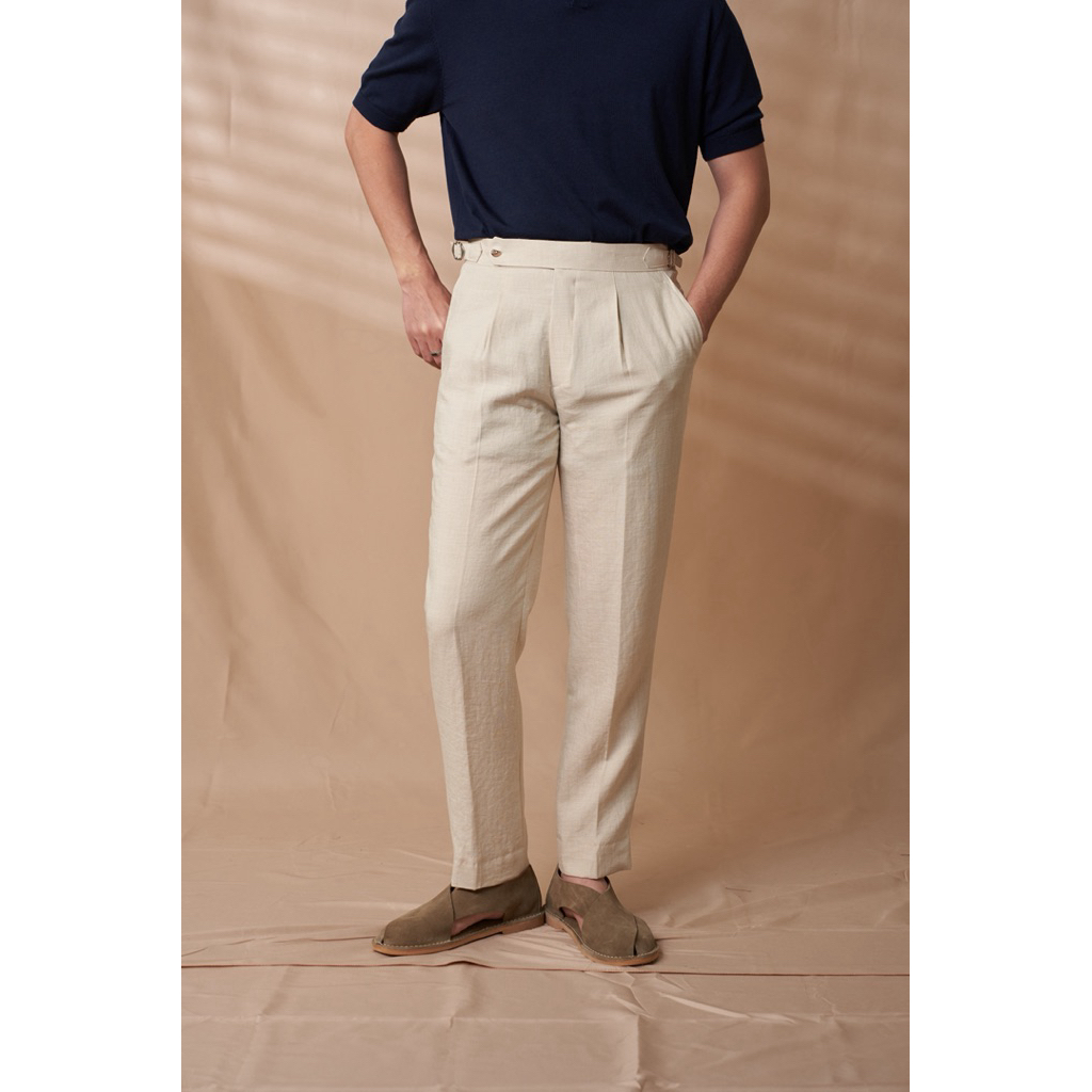 [Code20%ทัก] The Mariner Linen Trouser กางเกงลินิน สีเบจ Beige | ผ้า Linen Blend | Regular Fit | Side Adjuster