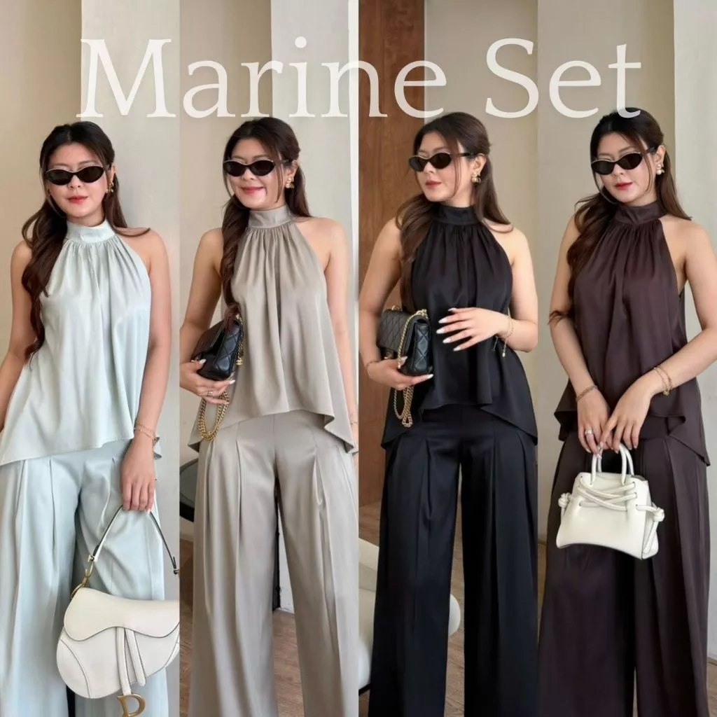 Marine Set ชุดเซ็ทขายาว 2 ชิ้น เสื้อคอเต่าแขนกุดตัวยาว ชุดเซ็ทขายาว ใส่สบาย งานเสื้อทรงสวย BETTY (B060)