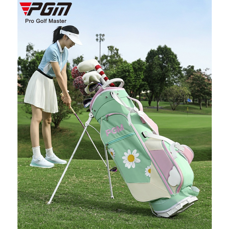 กระเป๋าใส่ไม้กอล์ฟ 5 ช่อง มีขาตั้ง สีเขียวลายดอกเดซี่ (QB188) PGM Golf Daisy Stand Bag ราคา ถูกที่สุด ดีลบีเคเค แกลเลอรีภาพที่ 5