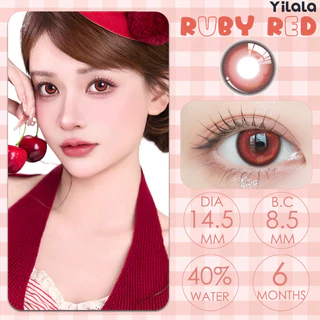 🔥สามารถใช้งานได้นาน 6 เดือน🔥คอนแทคเลนส์ Ruby red ขนาดกลาง Yilala ธรรมชาติ เนียน ตากลมขึ้น❤️