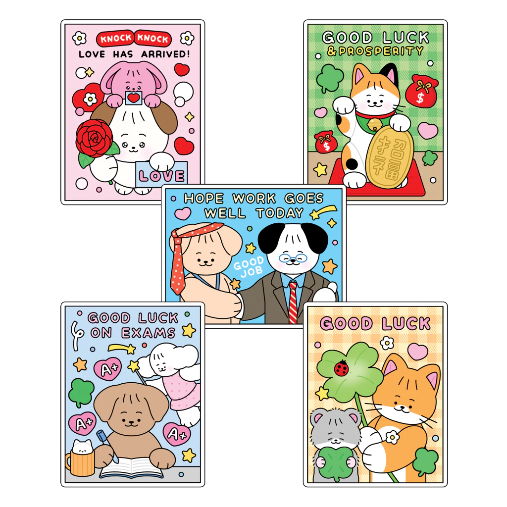 🐶 สติกเกอร์ให้กำลังใจ อวยพร 💗 PVC Sticker สติกเกอร์ใสพิมพ์ทึบ กันน้ำ ลอกออกไม่ทิ้งคราบกาว
